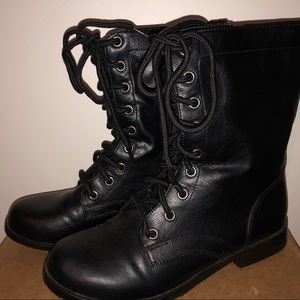 Safe T Step Black Combat Boots Lace Up Shoes Size 5